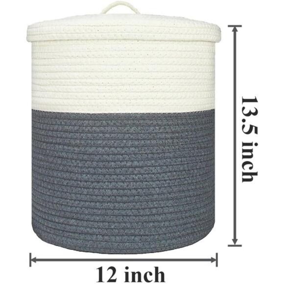 Yimi's Dream Storage Basket with Lid, Small Lidded Cotton Rope Storage Bins for - Picture 4 of 6